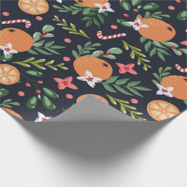 Presente O papel de mola de Natal Holly Berries e Fruta