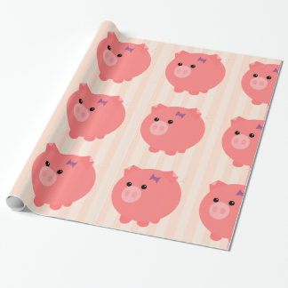Presente O porco carnudo com rosa listra o papel de