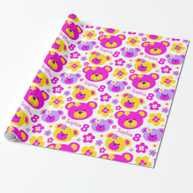 Presente O urso de ursinho floresce o papel conhecido do (Desenrolado)