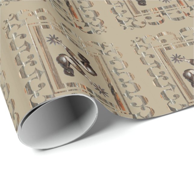 Presente O vaqueiro ocidental do rodeio Spurs o papel de (Ponta do rolo)