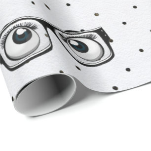 Presente Olhos e óculos no papel de moldagem do Bolinhas