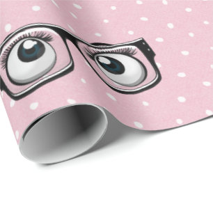 Presente Olhos e óculos no papel de moldagem do Bolinhas