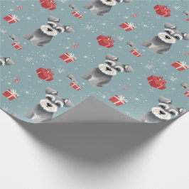 Presente Ollie, o papel de moldagem do Mini Schnauzer Xmas