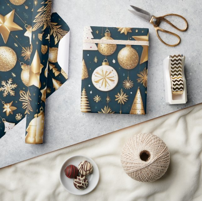Presente ornamentos Dourados em papel de enrolamento de dec (Artesanato)