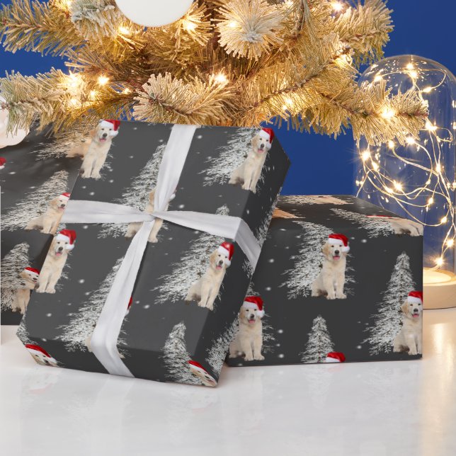 Presente Ouro de Natal - Retriever e Papel de Arranjo em Ár (Feriados)