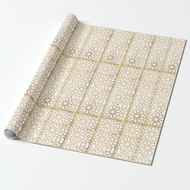 Presente Ouro de Papel Geométrico para Enrolamento de Prese (Desenrolado)