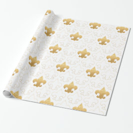 Presente Ouro elegante & papel de envolvimento branco da