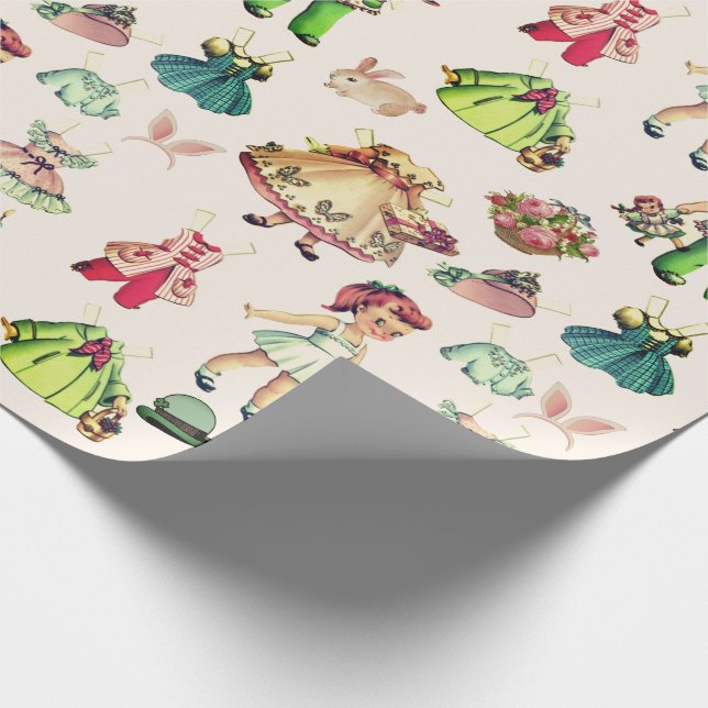 Presente Ouvidos coelhos com bonecas e roupas de papel vint (Ponta)