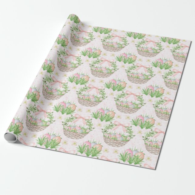 Presente Ovos de primavera e Borboletas Papel Rosa (Desenrolado)