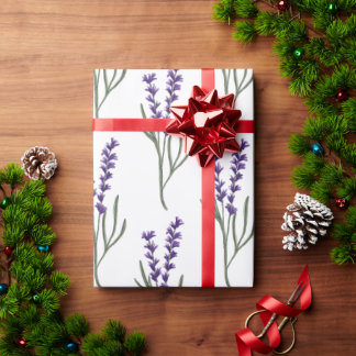 Presente Padrão branco do papel de enrolamento da lavanda