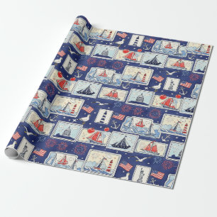 Presente Padrão de Azulejo de Corte de Papel Patriótico Cam
