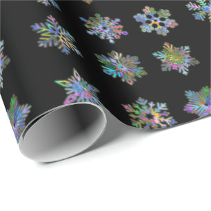 Presente Padrão de flocos de neve de papel preto de Natal