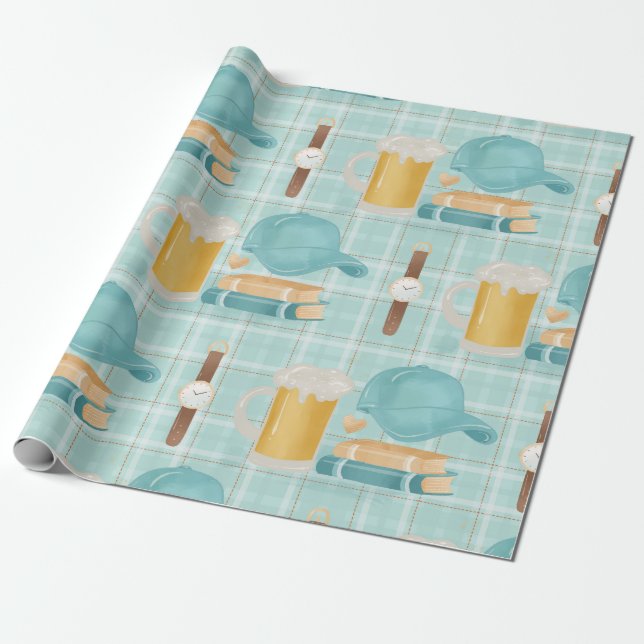 Presente padrão de papel de embalagem elegante e dia de os  (Desenrolado)