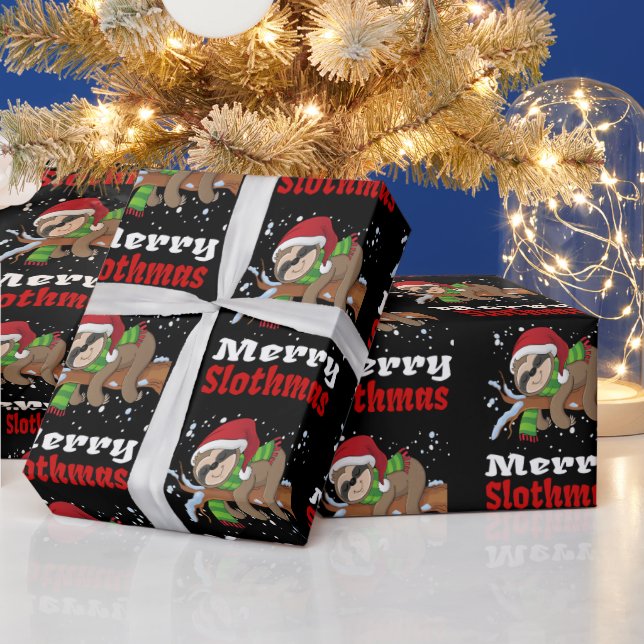 Presente Padrão Feliz Slothmas Natal Divertido Papel de Pre (Feriados)