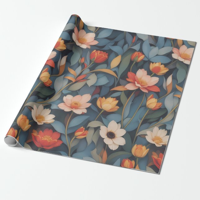 Presente Padrão Floral 4 | Papel de enrolamento (Desenrolado)