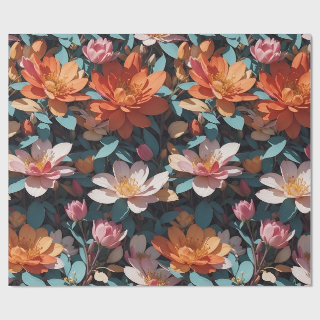 Presente Padrão Floral 5 | Papel de enrolamento (Aberto)