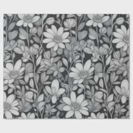Presente Padrão Floral 7 Mono | Papel de enrolamento