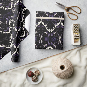 Presente Padrão Gótico Preto e Roxo #2 Papel de Enrolamento