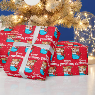 Presente Padrão Meowy Natal Gato Divertido Papel de Present