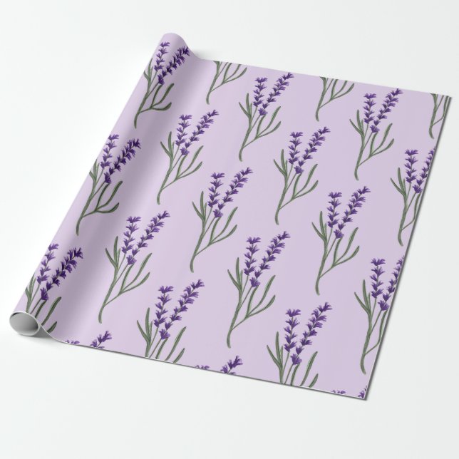 Presente Padrão Roxo de Papel de Encapsulamento de lavanda (Desenrolado)