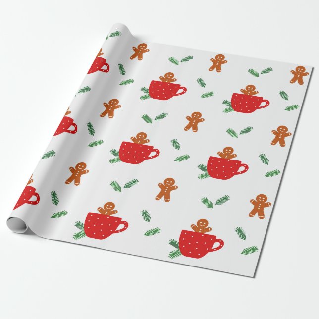 Presente Pão-de-gengibre café Papel de molho de Natal (Desenrolado)