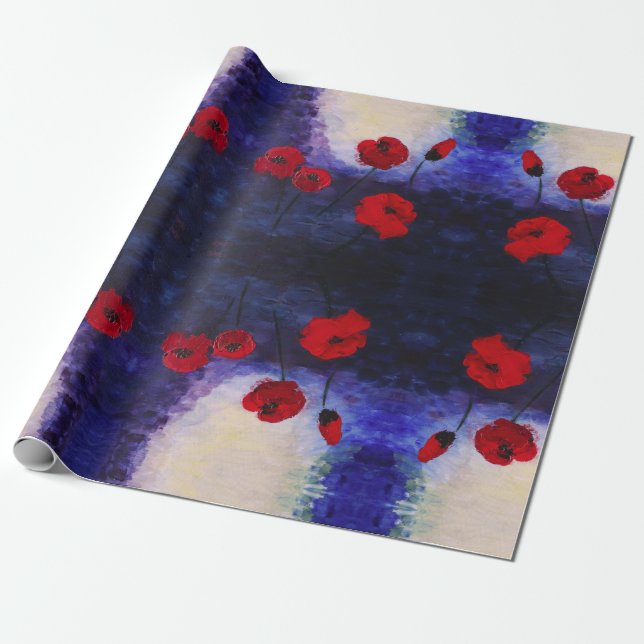 Presente Papagaios vermelhos Papel de Arte Roxo (Desenrolado)