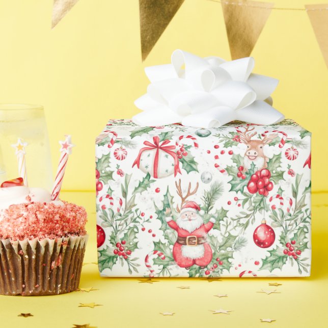 Presente Papais noeis Deer Baubles - Papel de enrolar de Na (Festa de aniversário)
