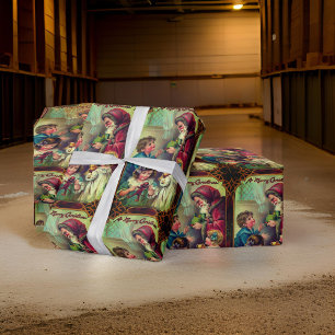 Presente Papais noeis e Crianças Papel de Moldagem de Natal