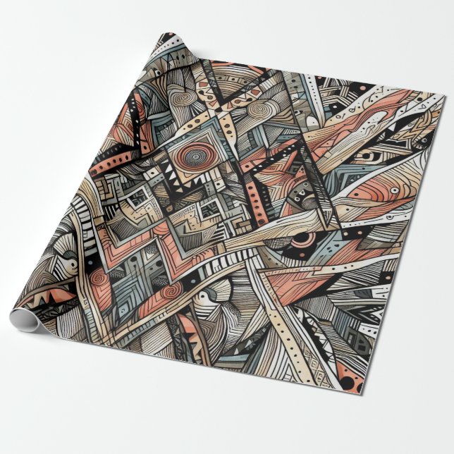 Presente Papel Africano de Aperfeiçoamento Tribal (Desenrolado)