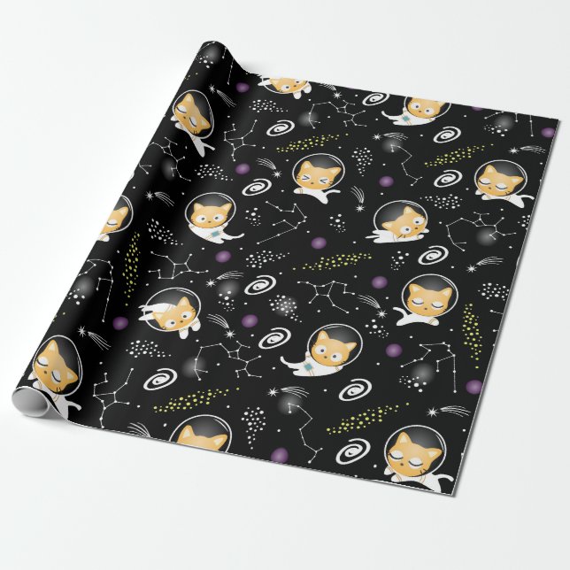 Presente Papel Astronauta de Moldagem de Gato - Gatos Bonit (Desenrolado)