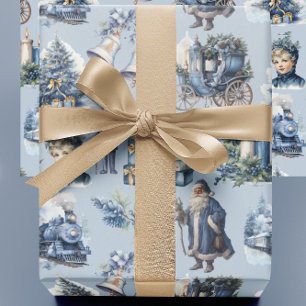 Presente Papel Azul Antiquado Vitoriano de Moldagem de Nata