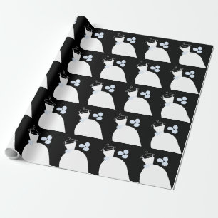 Presente Papel azul de embrulho de Casamento preto