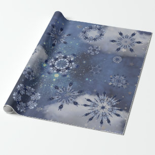 Presente Papel Azul de Empachamento de Neve