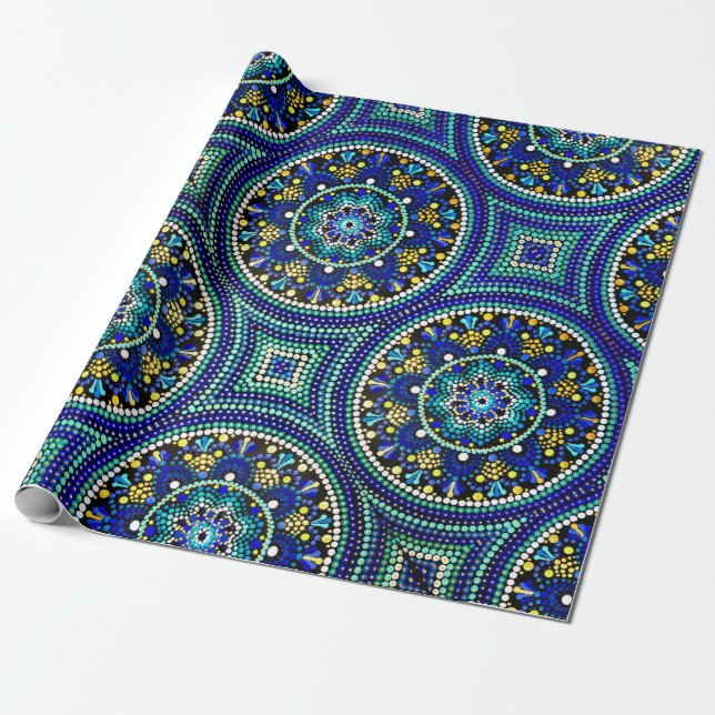Presente Papel Azul de Moldagem de Talavera mandala (Desenrolado)