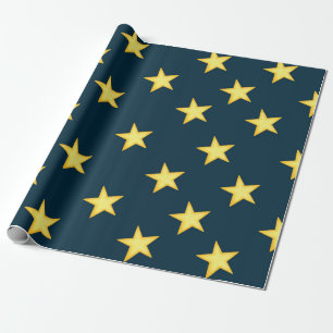 Presente Papel Azul Escuro de Molho Noturno Estrelado