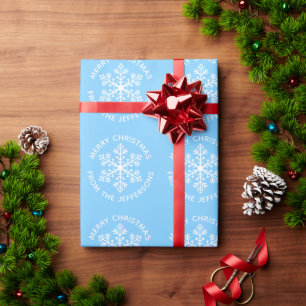 Presente Papel Azul Floco de Neve