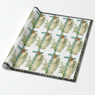 Presente Papel Azul Flor de Cruzamento Cristão