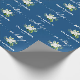 Presente Papel Azul Floral de Invólucro