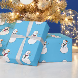 Presente Papel Azul Impressão de Neve para Molho de Natal