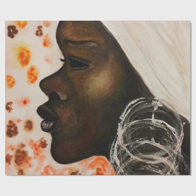 Presente Papel Bonito de Mulher Bela Africana (Aberto)