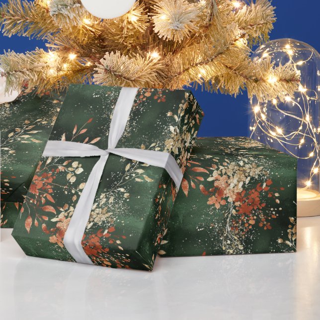 Presente Papel Botânico de Aquarela de Férias de Natal (Feriados)
