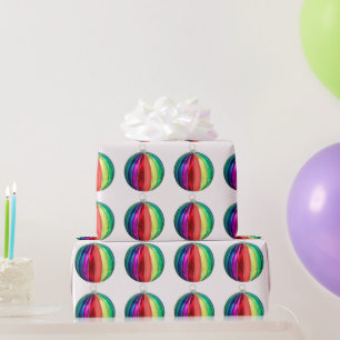 Presente Papel branco de enrolamento multicolorido do ornam
