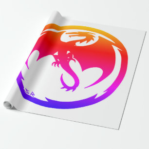 Presente Papel branco de invólucro branco Neon Dragon grand