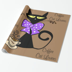 Presente Papel Brilhante, Amantes De Gato De Café