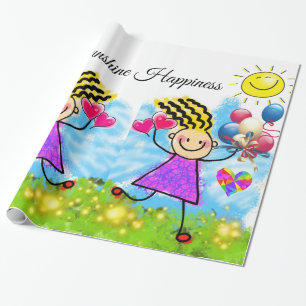 Presente Papel Brilhante, Balões de Sol Menino Floral