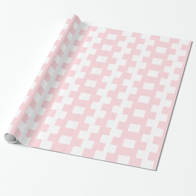 Presente Papel Brilhante de enrolamento rosa e quadrados br (Desenrolado)