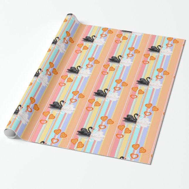 Presente Papel Brilhante De Enrolamento, Stripe De Cisne Br (Desenrolado)
