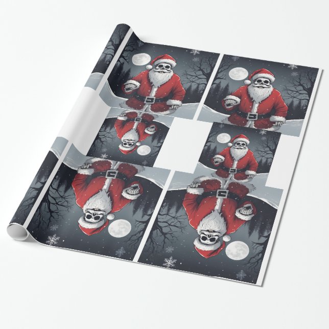 Presente Papel Brilhante de Moldagem Dark Santa Claus (Desenrolado)