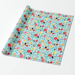 Presente Papel Brilhante De Moldagem Floral | Verde