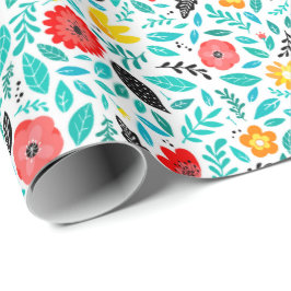 Presente Papel Brilhante De Moldagem Floral | Verde